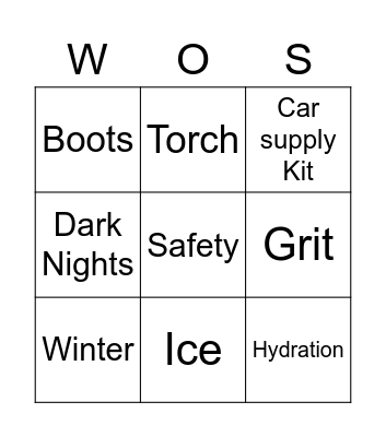 Winter of Safety Bingo Card