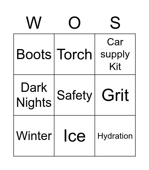 Winter of Safety Bingo Card