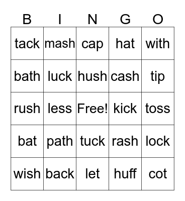 Phonics Reading Lesson 18 Bingo Card