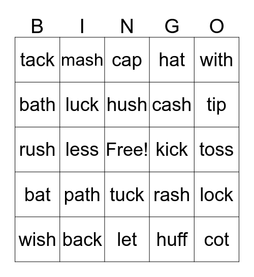 Phonics Reading Lesson 18 Bingo Card