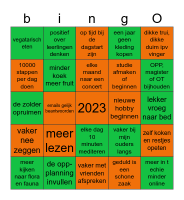 goede of foute voornemensbingo Card