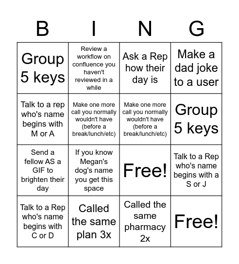 Account Specialist Bing Bingo Card