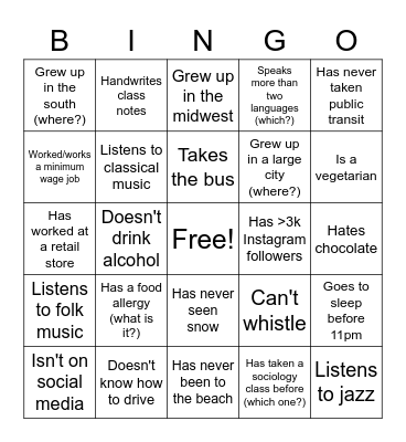 Find someone who... Bingo Card