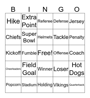 FOOTBALL FRENZY BINGO Card
