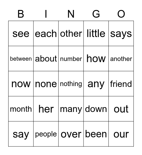 1st Grade Trick Words 3 Bingo Card