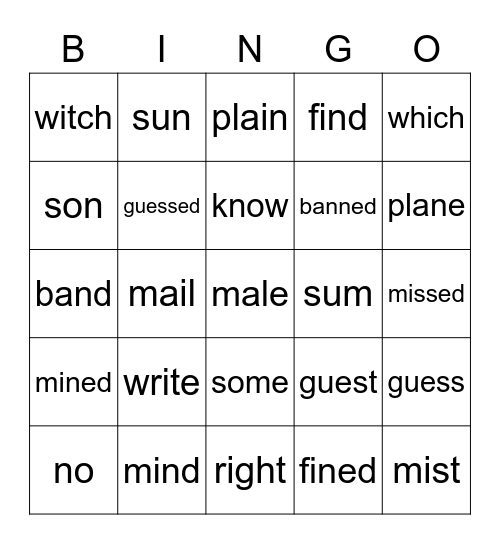 3rd Grade Trick Words 1 Bingo Card