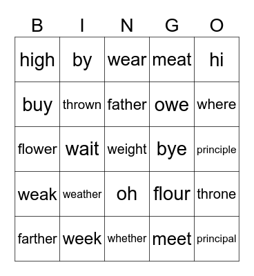 3rd Grade Trick Words 2 Bingo Card