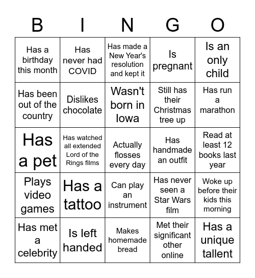 MOPS BINGO Card