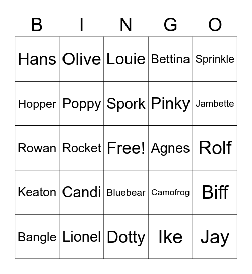 Animal Crossing Villager Hunting Bingo Card