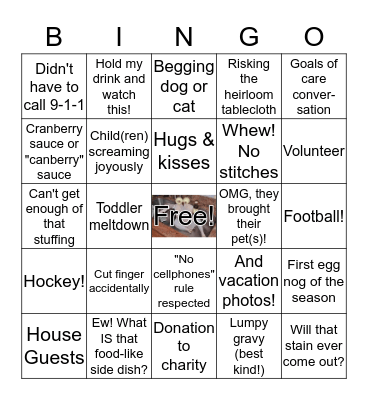 Thanksgiving Bingo 2015 Bingo Card