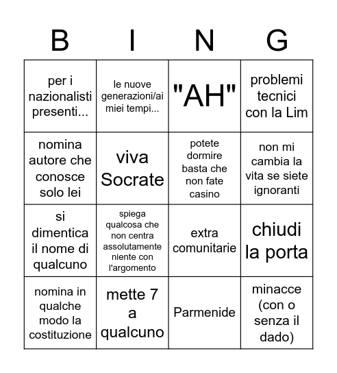 Bernardini moment's Bingo Card