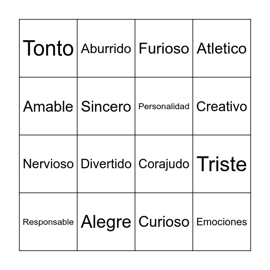 All About Me Bingo Card