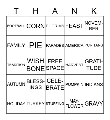 THANKSGIVING BINGO Card