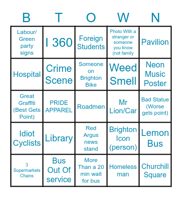 Brighton Bingo Card