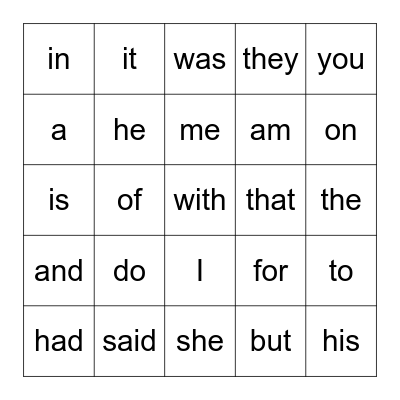 Spelling Test Review Bingo Card
