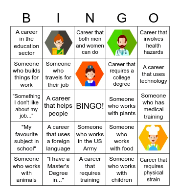 Career Day Bingo Card