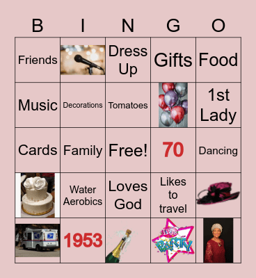 Doris' 70th Birthday Party Bingo Card