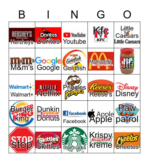 Fun Words Print Bingo Card