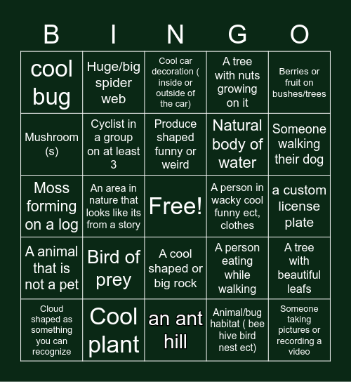 I saw... Bingo Card