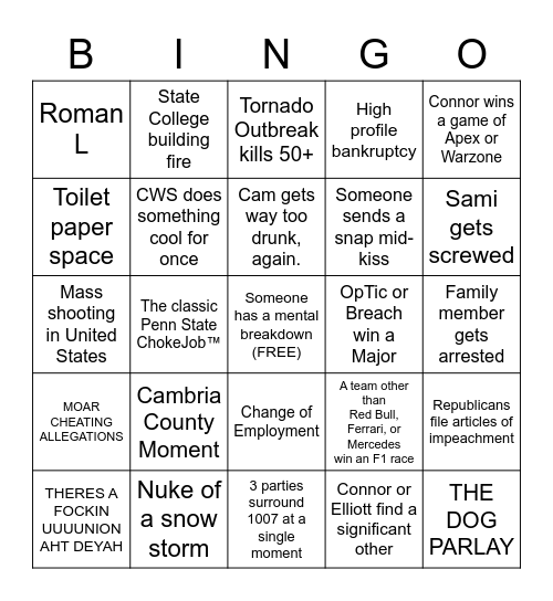 MUHFUCKIN UHHHHHHHH Bingo Card