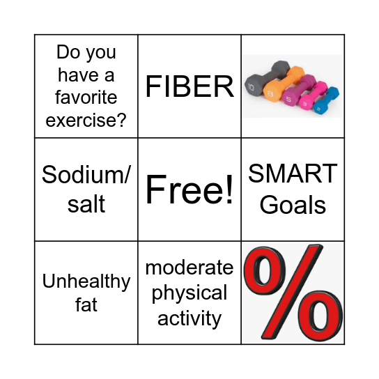 Nutrition Facts BINGO Card