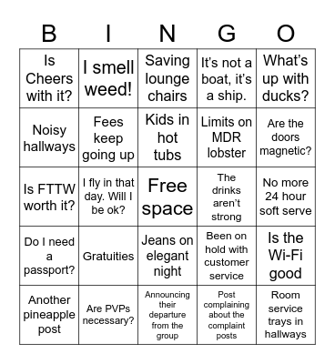 VIFP Post Bingo Card