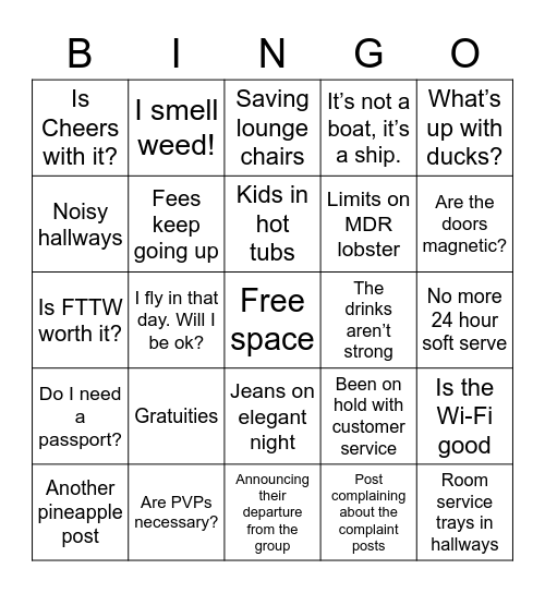 VIFP Post Bingo Card