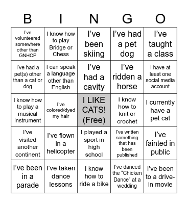 GNHCP 2023 volunteer meeting BINGO Card