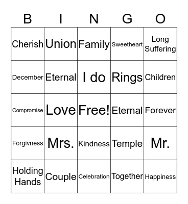 50th Wedding Anniversary Bingo Card