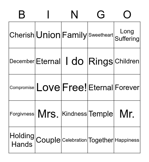 50th Wedding Anniversary Bingo Card