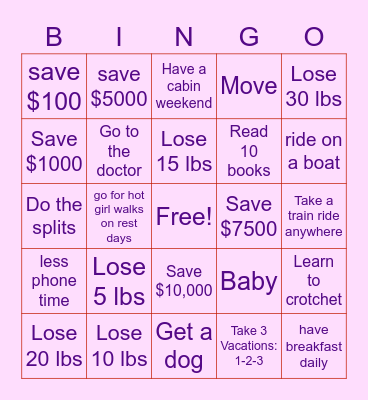 2023 Goals Bingo Card Bingo Card