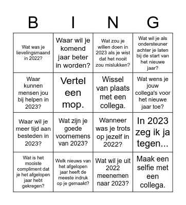 Nieuwjaarsbingo 2023 Bingo Card