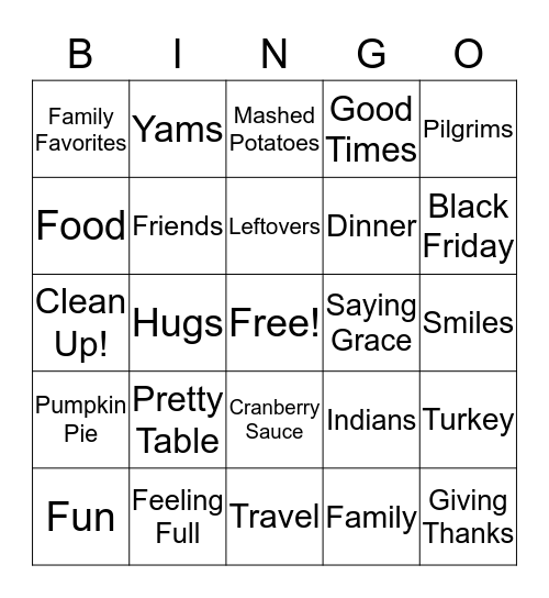 Thanksgiving Bingo Card