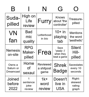 The New Backloggd Bingo Card