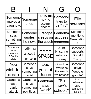 Thanksgiving Bingo Card