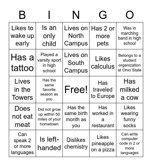 Untitled Bingo Card