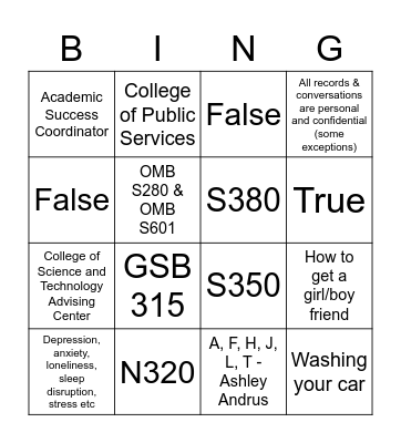 Academic Recovery BINGO! Bingo Card