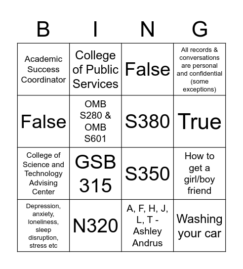 Academic Recovery BINGO! Bingo Card