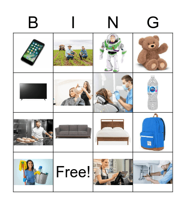 Goods and Services Bingo Card