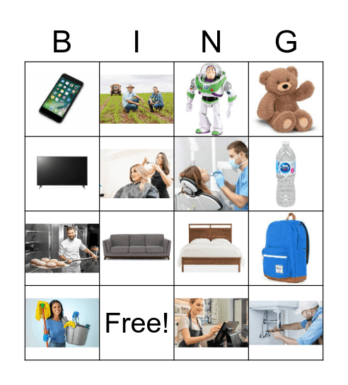 Goods and Services Bingo Card