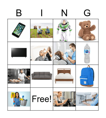 Goods and Services Bingo Card