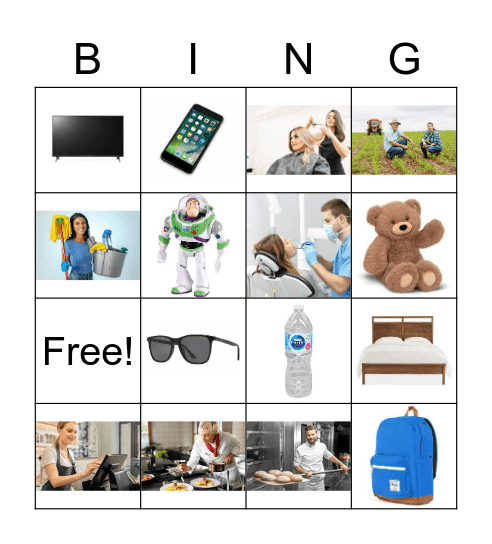 Goods and Services Bingo Card