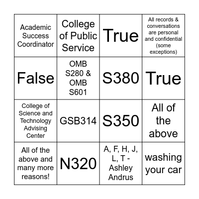 Recovery Program BINGO! Bingo Card
