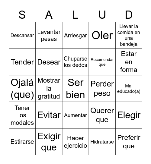 Unidad 3.3 Bingo Card