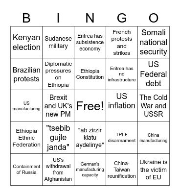 Isaias Interview Bingo Card