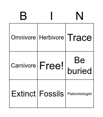 Fossils Bingo Card