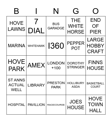 ULTIMATE BRIGHTON BINGO P2 Bingo Card