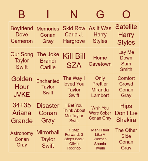 Georgiez's Spotify On Repeat Card Bingo Card