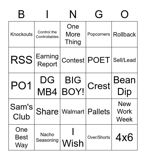 OMZ Bingo Card