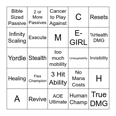 League of Legends Bingo Card